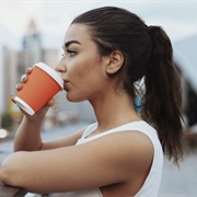 Drinking Huge Coffees While We Walk Around.