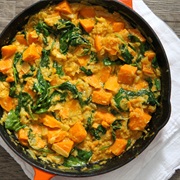 Spinach Sweet Potato and Lentil Dahl