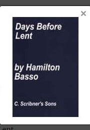 Days Before Lent (Hamilton Basso)