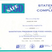 Food Safe Certificate