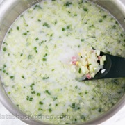 Okroshka (Cucumbers, Bologna, Dill in Cold Kefir)