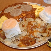 The Broken Yolk's Iron Man Omelet Challenge (Bakersfield)