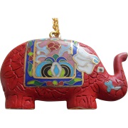 Cinnabar and Cloisonne Elephant