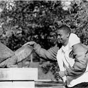 Rubbing Testudo's Nose for Luck, University of Maryland