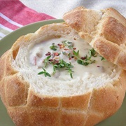 New England Clam Chowder in a Bread Bowl