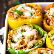 Cheesy Spaghetti Stuffed Pepper
