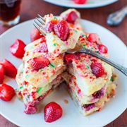 Strawberry Sprinkle Funfetti Pancakes