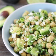Edamame Feta and Chickpea Salad
