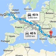 Cross a Continent – by Surface (Eg Galway to Istanbul)