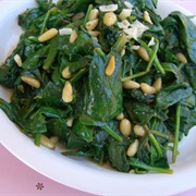 Spinach With Pine Nuts and Parmesan