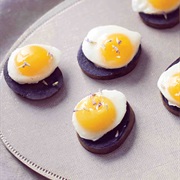 Purple Potatoes With Poached Quail Eggs