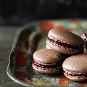 Chocolate Blackberry Macarons
