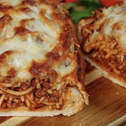 Spaghetti Stuffed Garlic Bread