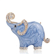 Blue Enamel Elephant Brooch