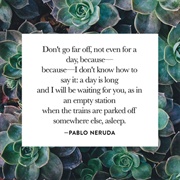 Don&#39;t Go Far Off, by Pablo Neruda