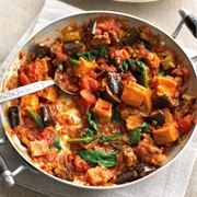 Spinach Aubergine and Sweet Potato Curry
