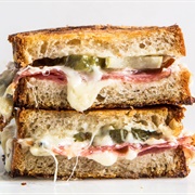 Salami and Pickle Grilled Cheese Sandwich