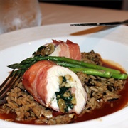 Stuffed Chicken With Rice and Asparagus