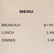 Diner Menu-My Cousin Vinny