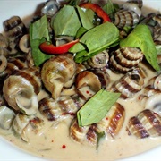 Oc Len Xao Dua (Snails in Coconut Sauce). Vietnam