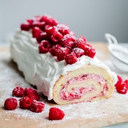 Raspberry Roll Cake