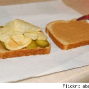 Pickles, Peanut Butter and Chips Sandwich