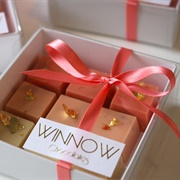 Winnow Peach Ombre & Gold Leaf Box