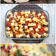 One Dish Queso Chicken Bake
