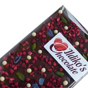 Idilko's Violet Petals, Pistachios & Raspberries Dark Chocolate