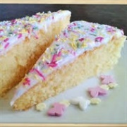 Harlequin Sponge Cake With Pink Custard