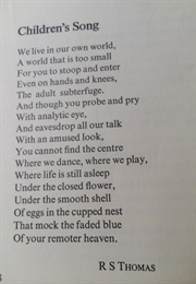 Children's Song (R. S. Thomas)