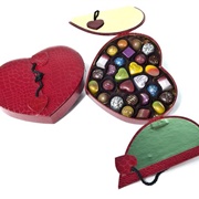 Christophe Artisan Red Faux Croc Heart Box
