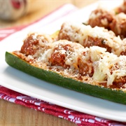 Meatball Parmesan Stuffed Zucchini