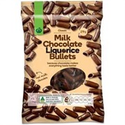 Woolworths Milk Chocolate Liquorice Bullets