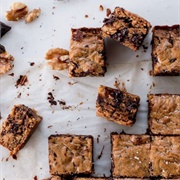 Brown Butter, Miso & Walnut Dark Chocolate Blondies