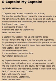O Captain!  My Captain! (Walt Whitman)