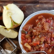 Apple Dipped in Salsa