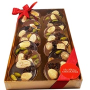 Chocolaterie Du Rhone Milk & Dark Chocolate Pistachio, Almond Berry Discs