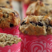 Saskatoon Berry Lentil Muffins
