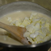 Hard Boiled Eggs in White Sauce Over Rice