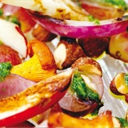 Roasted Peach, Mushroom &amp; Onion Summer Salad