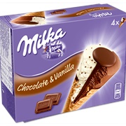 Milka Chocolate Vanilla Waffle Cone