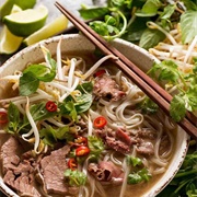 Pho Along the Hau River in Vietnam