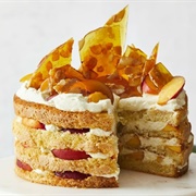 Peaches & Cream Sponge With Toffee