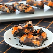 Orange and Black Halloween Magic Bars