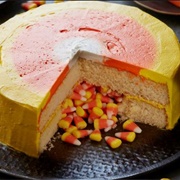 Stuffed Candy Corn Cake
