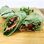 Spinach Wrapped Veggie Burrito