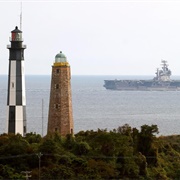 Lighthouse and Naval Vessel