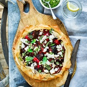Spiced Moroccan Aubergine Chickpea Feta Pie