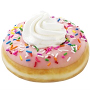 Krispy Kreme Strawberry Iced Birthday Cake